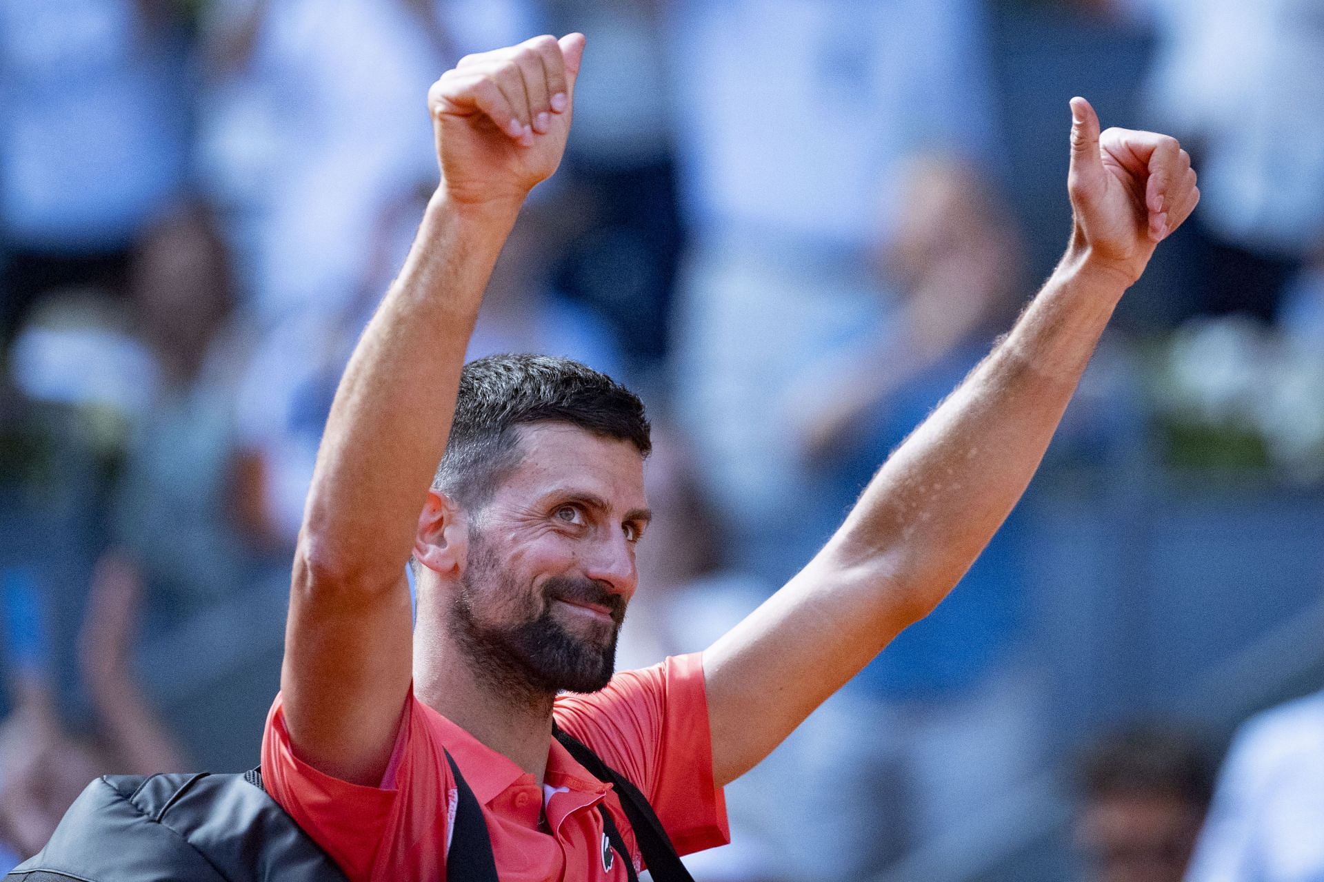 Novak Djokovic at the Mutua Madrid Open - Day Five - Source: Getty